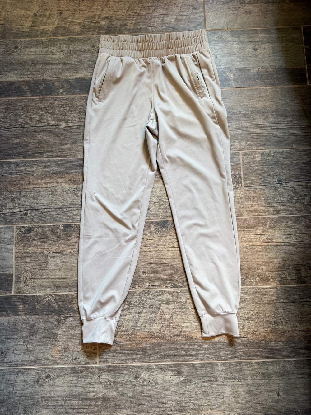 Yogalicious Beige Elastic-Waist Jogger Pants